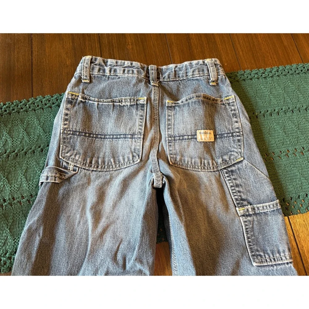 OshKosh Bgosh Boys Carpenter Jeans Medium Wash Denim Hammer Loop Size 7 Regular